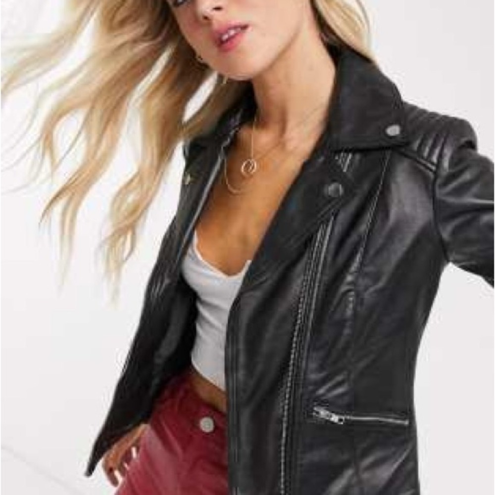 Barney’s Originals Genuine Leather Biker Jacket | UK 6 (0-2 US) - Picture 2 of 7